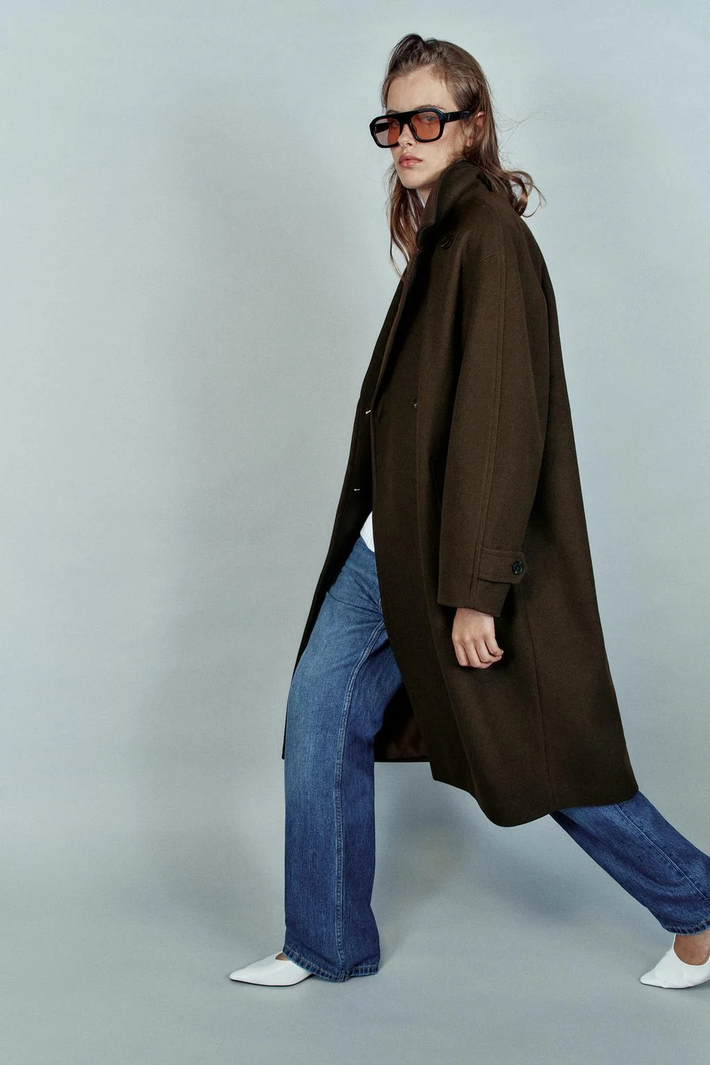 Пальто Zara Oversize Soft, коричневый — фото 3