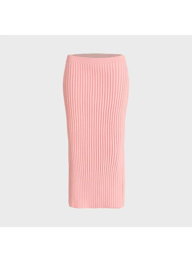 Юбка миди трикотажная с прямым кроем Zara, розовый — фото 2