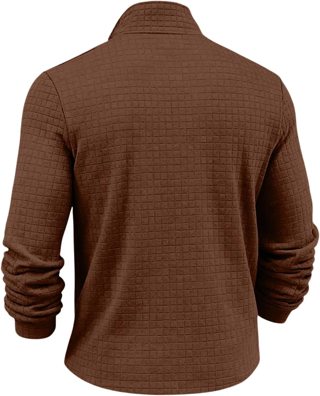 Мужская футболка с длинным рукавом и четверть-молнией Waffle Knit, Brown — фото 3