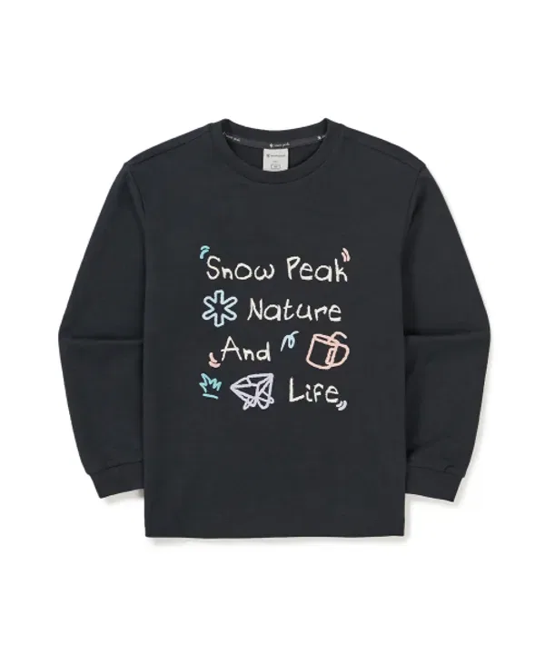 Футболка с длинным рукавом с графическим принтом Doodle Kids, Snowpeak Apparel Kids, темный уголь — фото 2