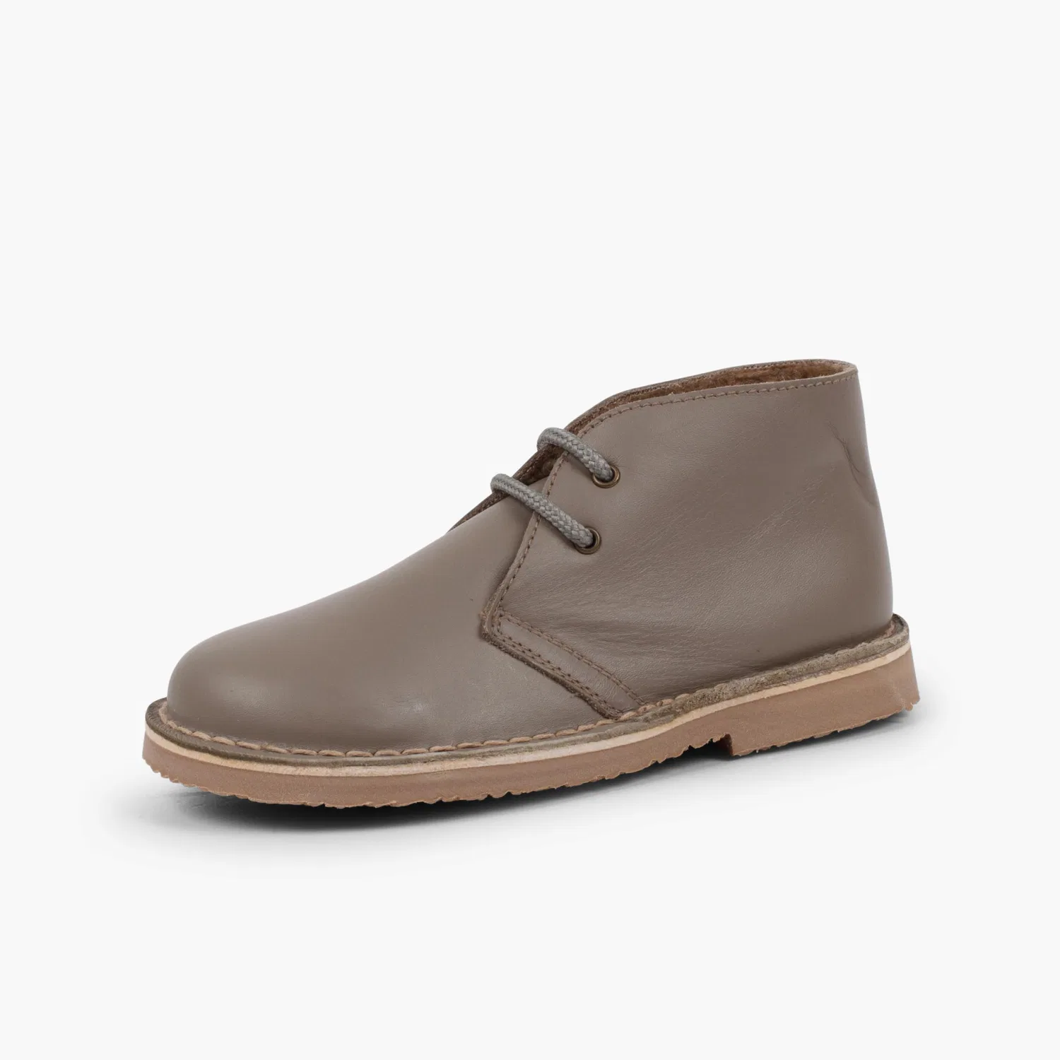 Детский ботинок с кожаным верхом Pisamonas Polacchini Pelle Lacci Interno Pelo Tipo Agnello, Taupe — фото 2