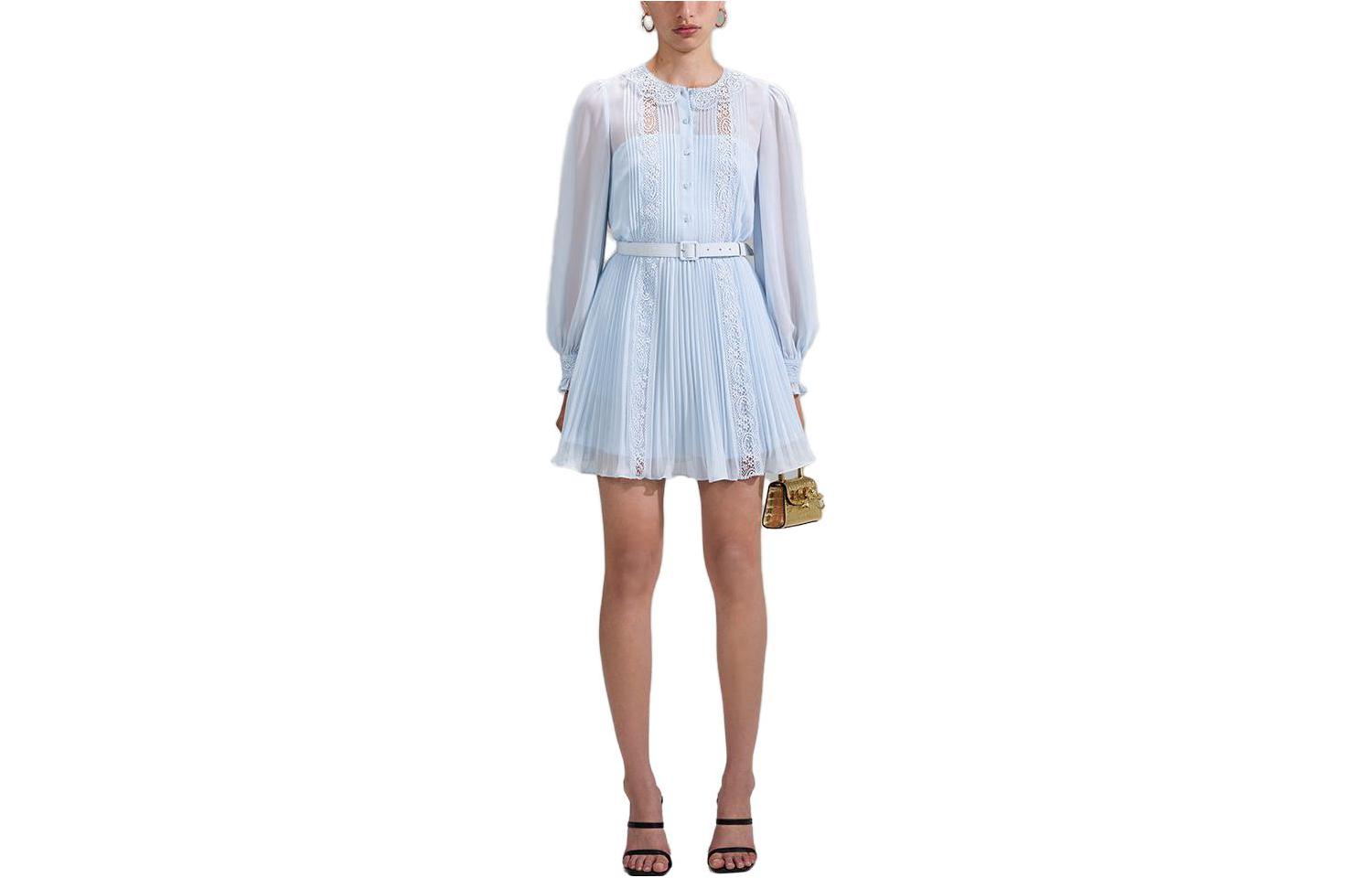 

Self-Portrait Платье с длинными рукавами Self Portrait, женское, цвет «туманно-голубой»