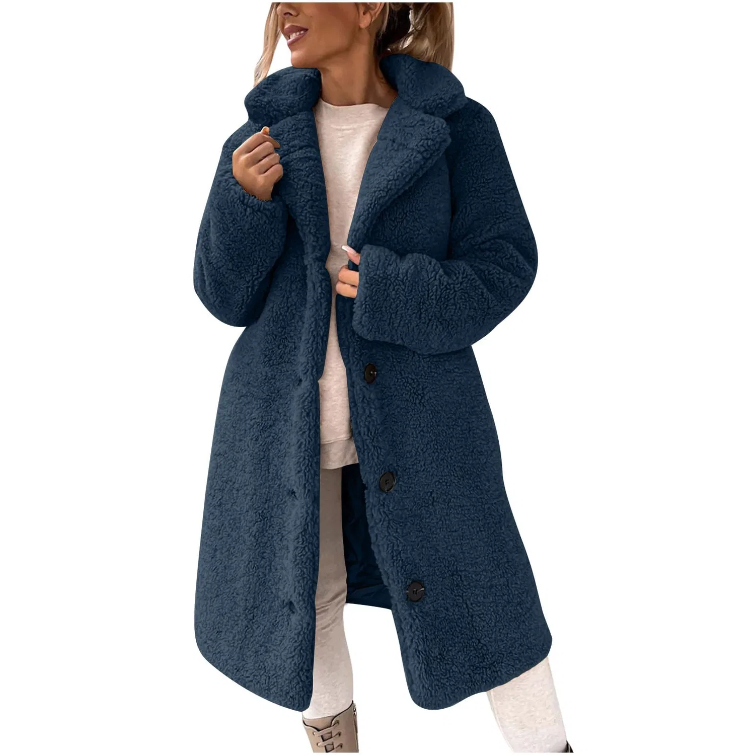 Женская флисовая куртка на пуговицах, A22 blu navy