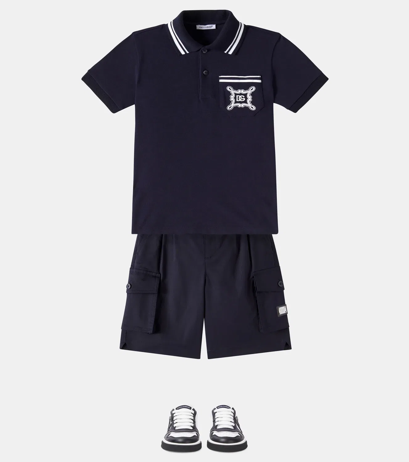 Шорты из хлопкового габардина Dolce&Gabbana Kids, синий — фото 2