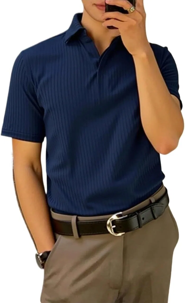 Мужская футболка с rib-knit текстурой, Navy Blue