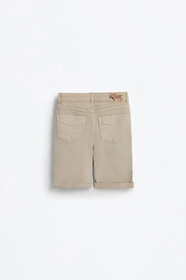 Детские шорты для мальчиков джинсовые slim fit denim bermudas Lefties, Sand Color — фото 3