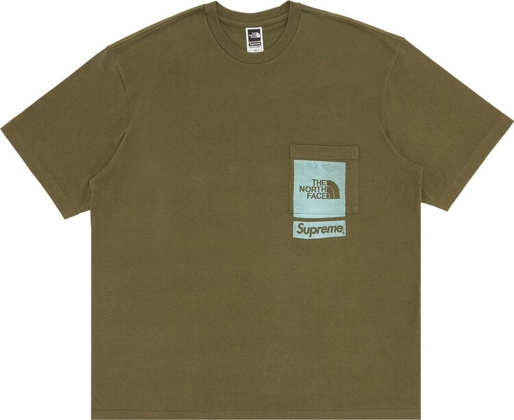 

Футболка Supreme x The North Face Printed Pocket Tee 'Olive', зеленый