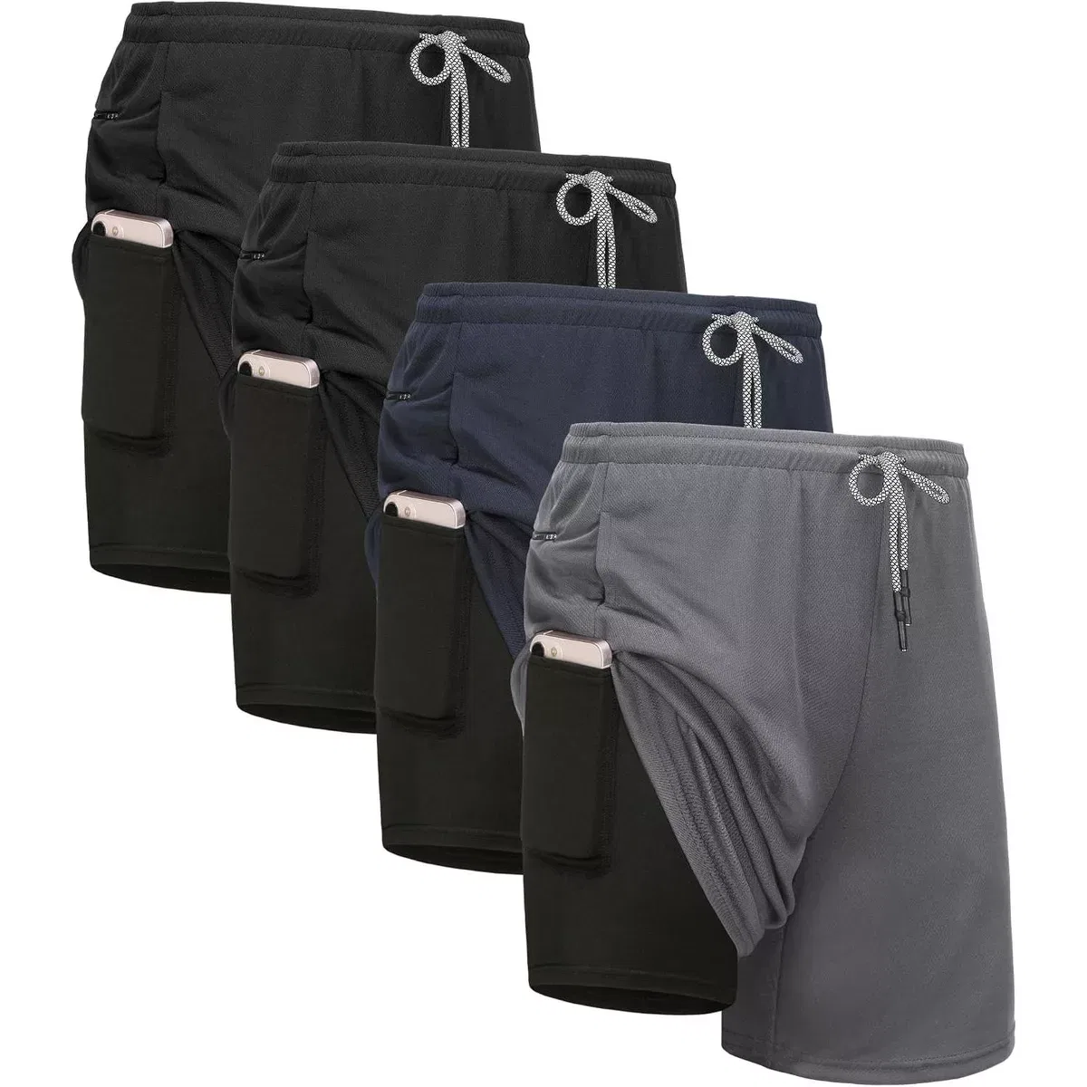 Детские шорты для девочек 2-в-1 с компрессионным слоем LEVEN SIXTEEN, 2 Black 1 Blue 1 Gray