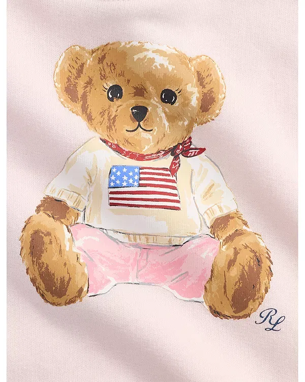 Детский комплект из флиса для девочек с принтом Polo Bear Ralph Lauren, розовый — фото 3