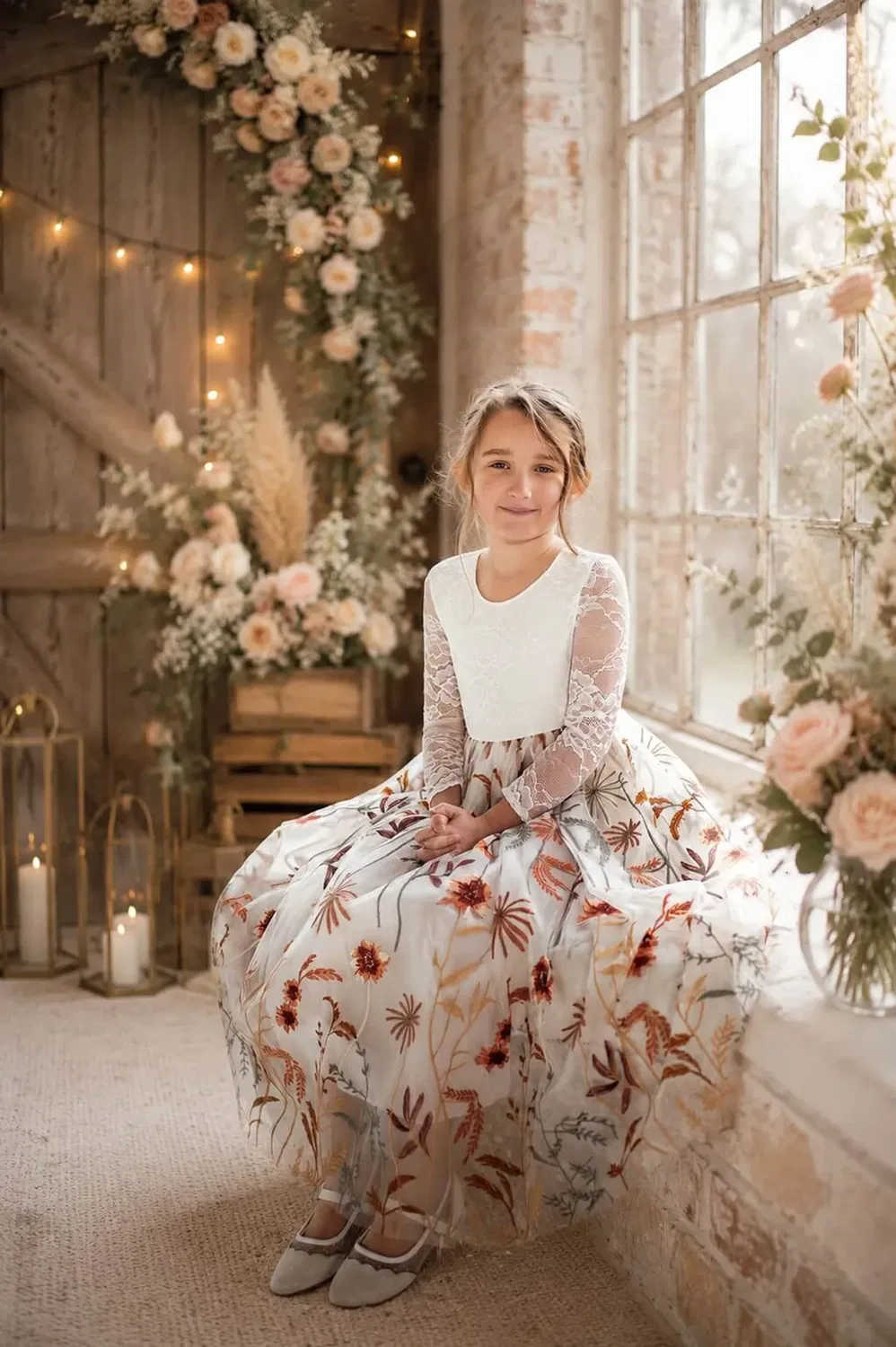 Детское платье с кружевом Enchanted Chantilly Lace Uk Flower Girl Boutique, Ivory — фото 3