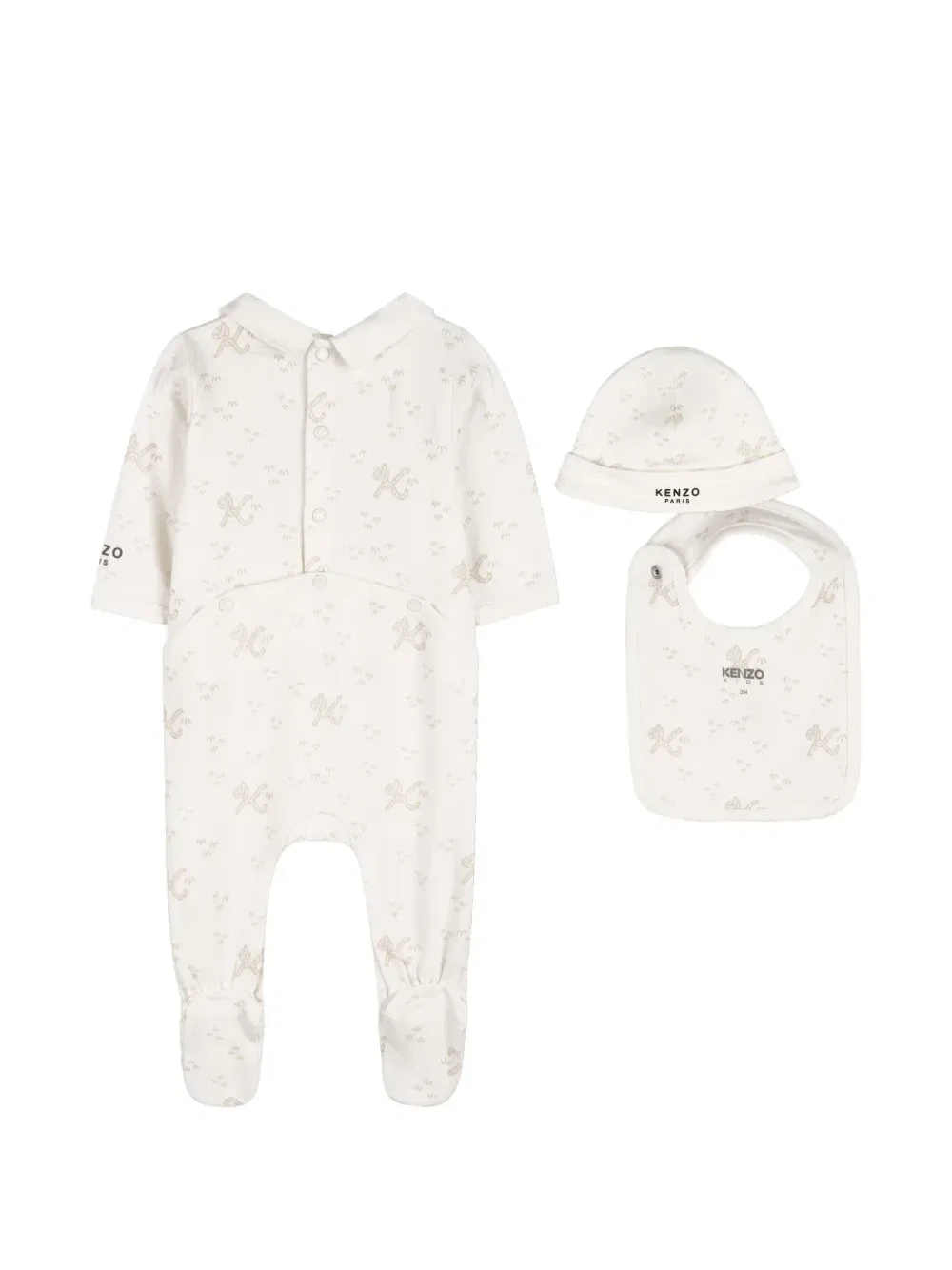 Комплект с монограммой Kenzo Kids, бежевый — фото 2