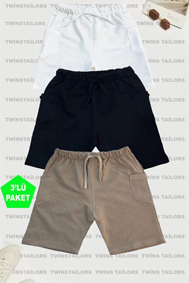 Детские шорты для девочек хлопковые комплект 3 шт Twins Tailors, Beige