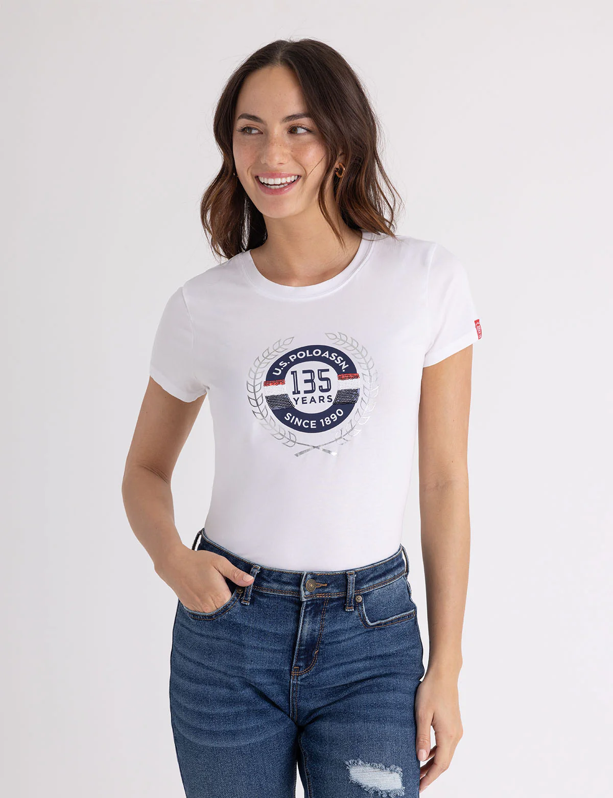 

Футболка U.S. Polo Assn 135 Anniversary Sequin, белый