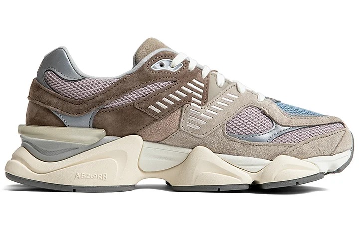 Кроссовки New Balance 9060: Коричнево-серый с голубым — фото 2