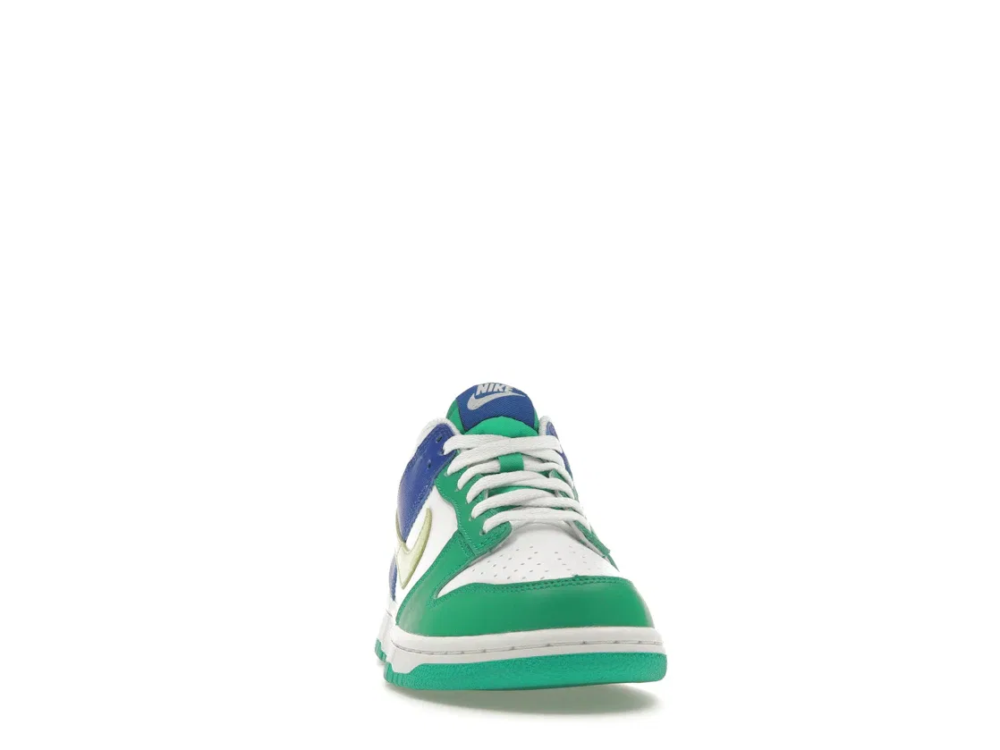 Детские кроссовки для мальчиков и девочек с принтом Nike Dunk Low Nike, White/Stadium Green/Game Royal/Light Lemon Twist — фото 2