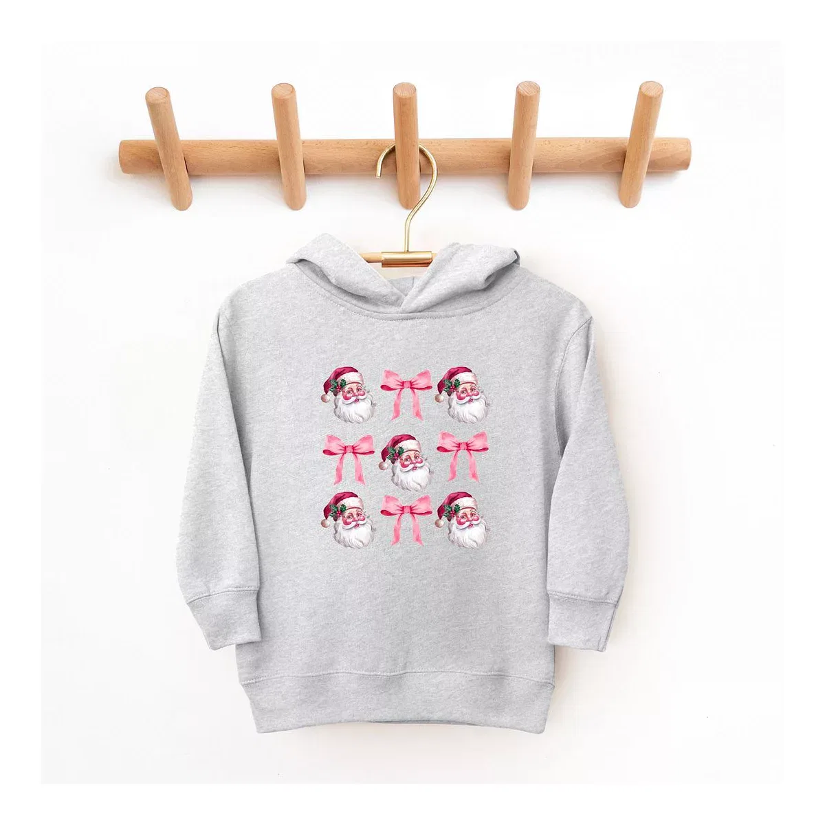 Детский худи с принтом Coquette Santa Chart The Juniper Shop, Heather Grey