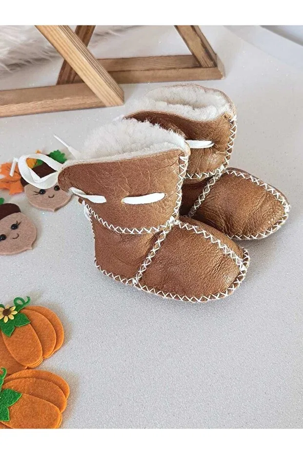 Детские пинетки из натуральной кожи Minibiri, Brown