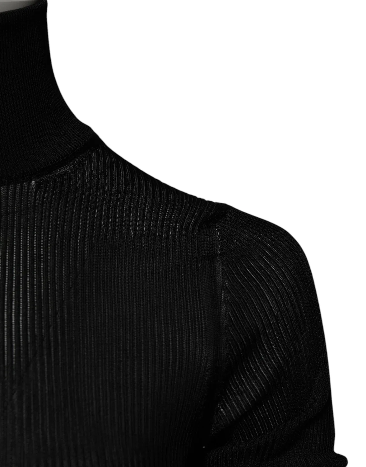Женский трикотажный лонгслив с высоким воротом Turtle Neck Blouse Dolce & Gabbana, Black — фото 3