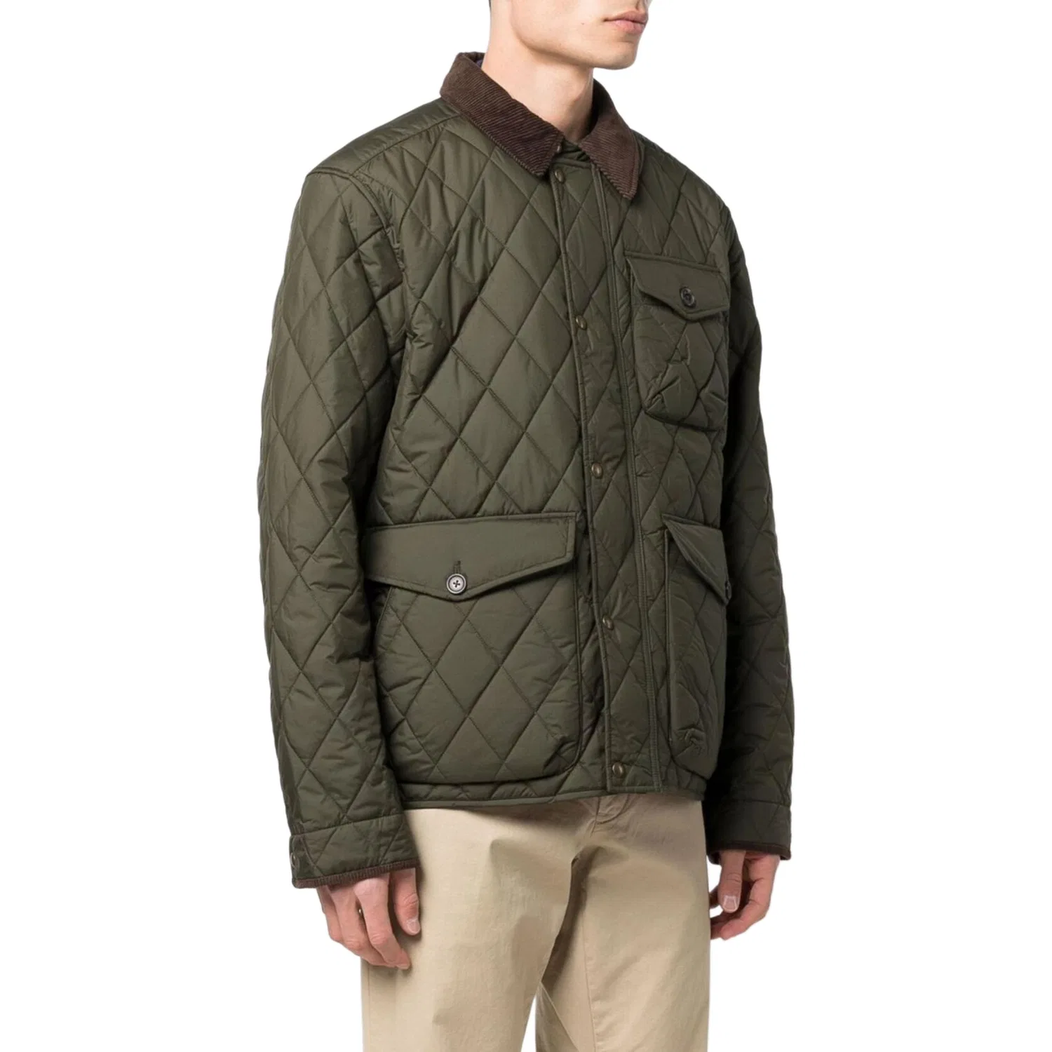 Мужская стеганая куртка с прямым низом Polo Ralph Lauren, Olive Green — фото 3