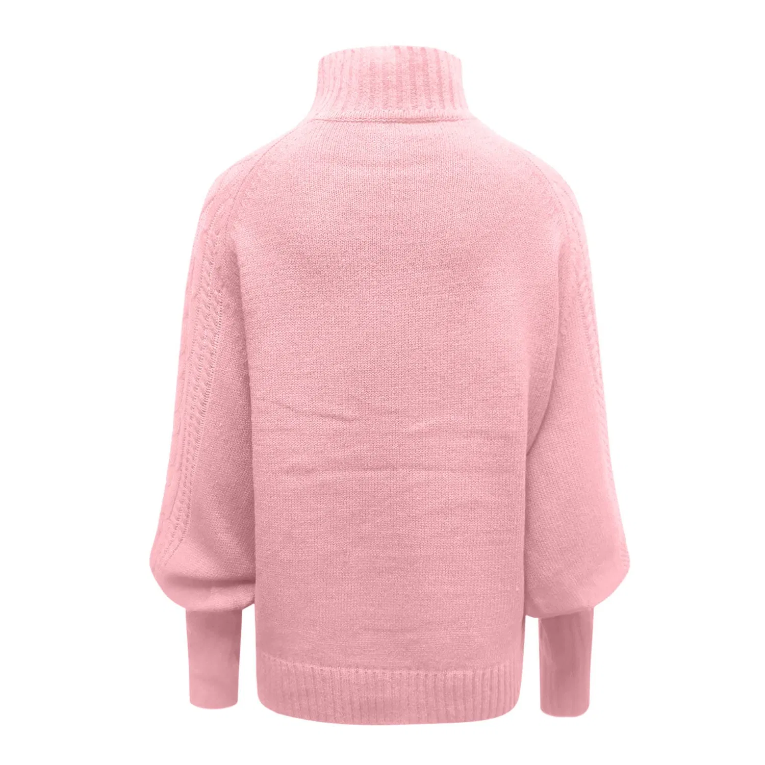 Женский свитер свободного кроя с круглым вырезом и длинным рукавом, Pink — фото 4