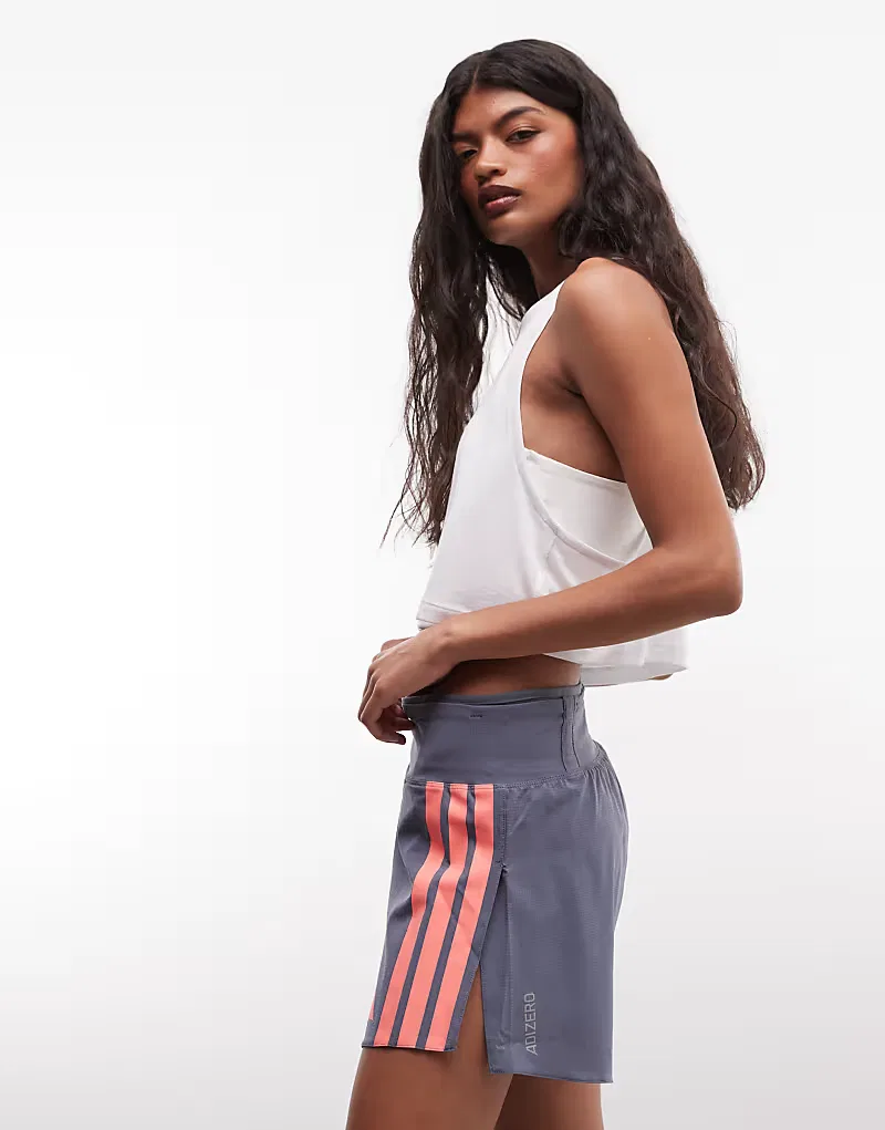 Беговые шорты Adidas Adizero с контрастными полосами, серый