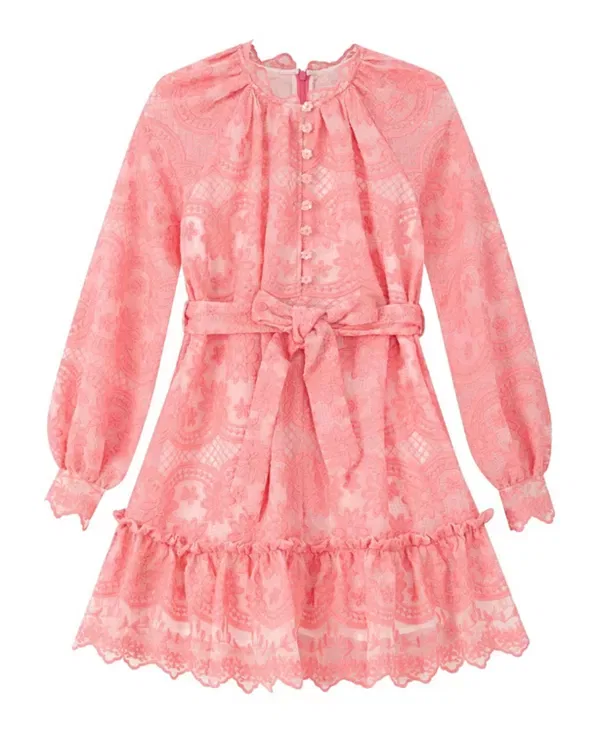 Детское платье для девочек с кружевной вышивкой Kaia Lace Embroidered Marlo Kids, Peach
