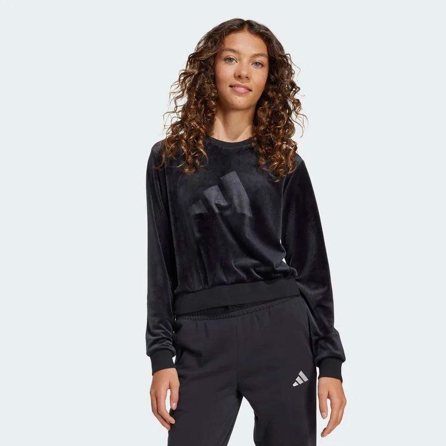 Свитшот укороченный с принтом Sportswear Girl Holiday Glam adidas, Черный