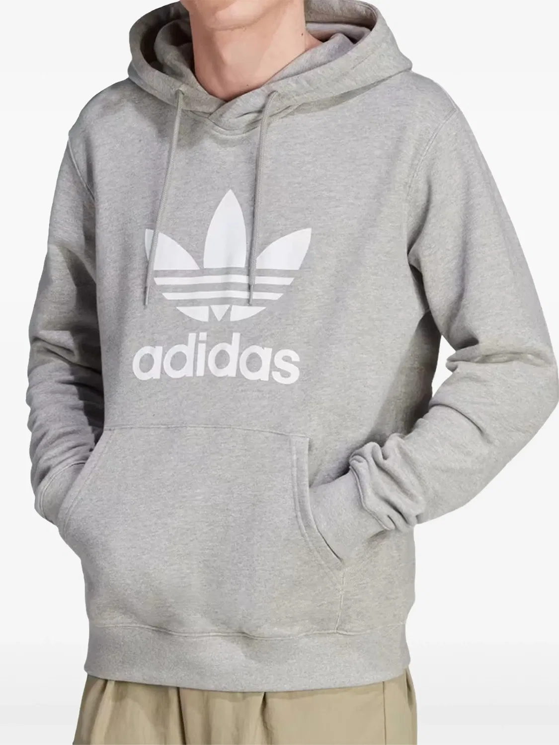Худи средней серой полоски Adidas, серый — фото 2