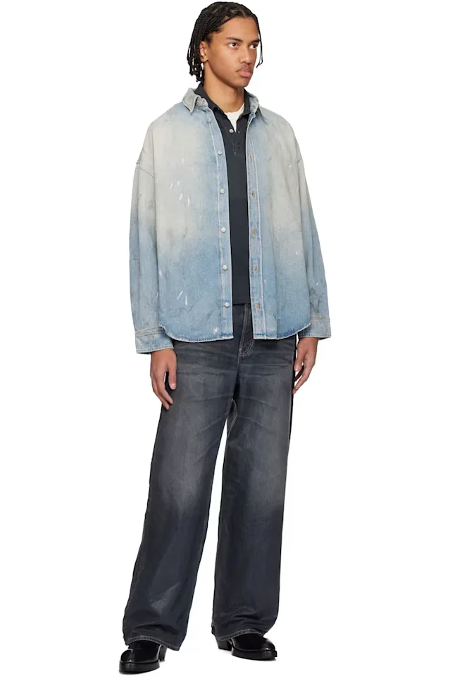 Синяя выцветшая джинсовая рубашка Acne Studios — фото 4