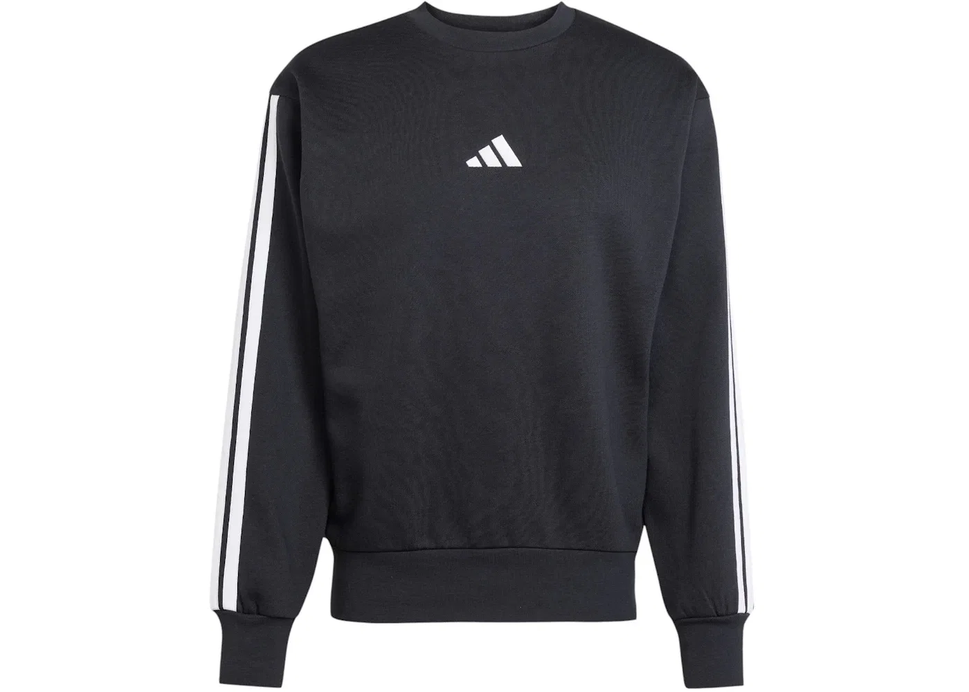 Мужской свитшот с принтом Adidas Essentials 3-Stripes Fleece Sweatshirt, Black White
