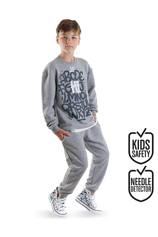 Детский спортивный комплект для мальчиков с принтом Letters boy Denokids, Gray