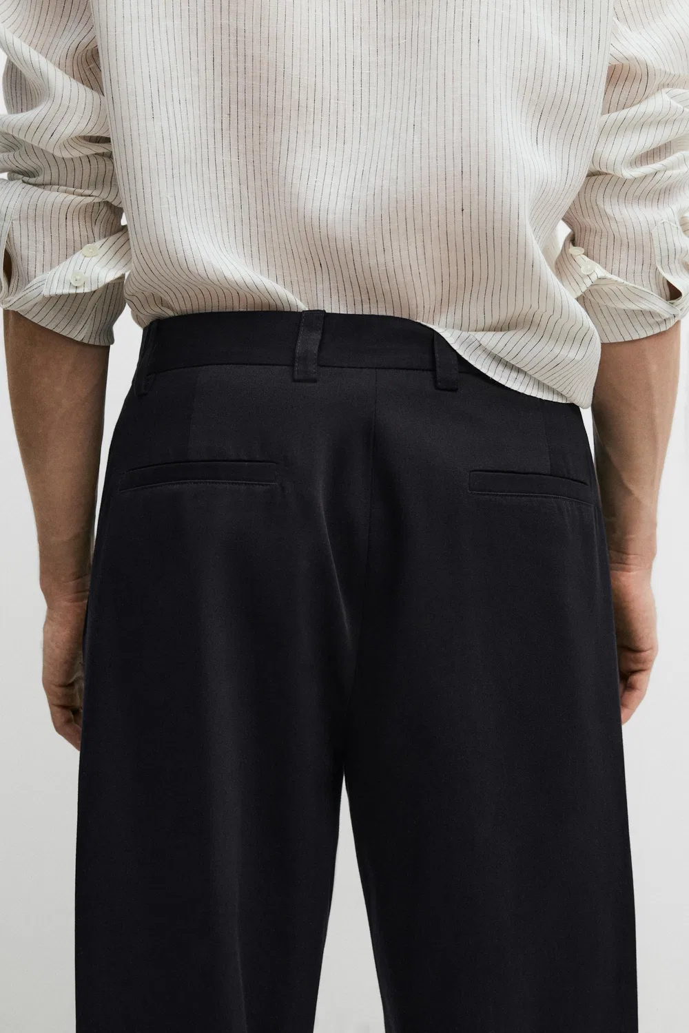 Хлопковые брюки с вытачками Massimo Dutti, темно-синий — фото 4