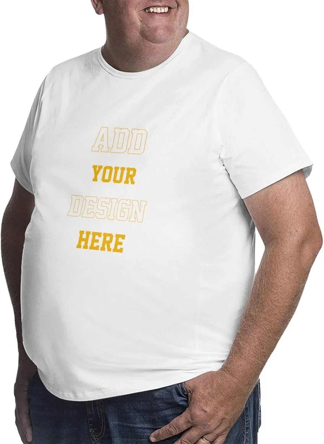 Мужская свободная футболка с круглым вырезом Custom Picture T-shirts for Big and Tall Men, White — фото 2