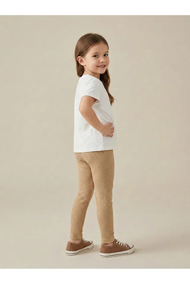 Детские леггинсы для девочек текстурированные Fatella, Beige — фото 3