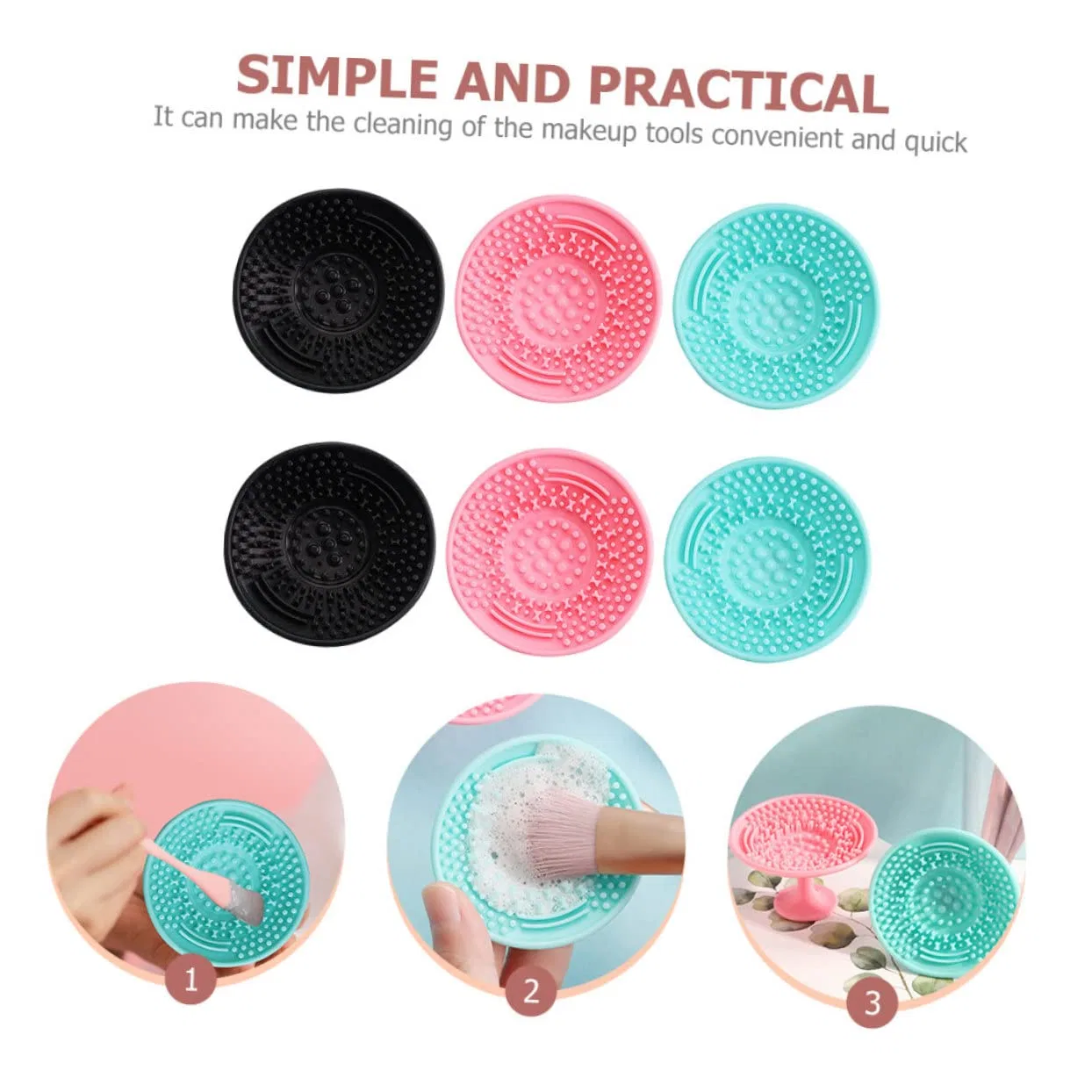 Щетка для чистки кистей, Silicone, WRITWAA, 6 шт, 6.5x6.5x4 см — фото 3