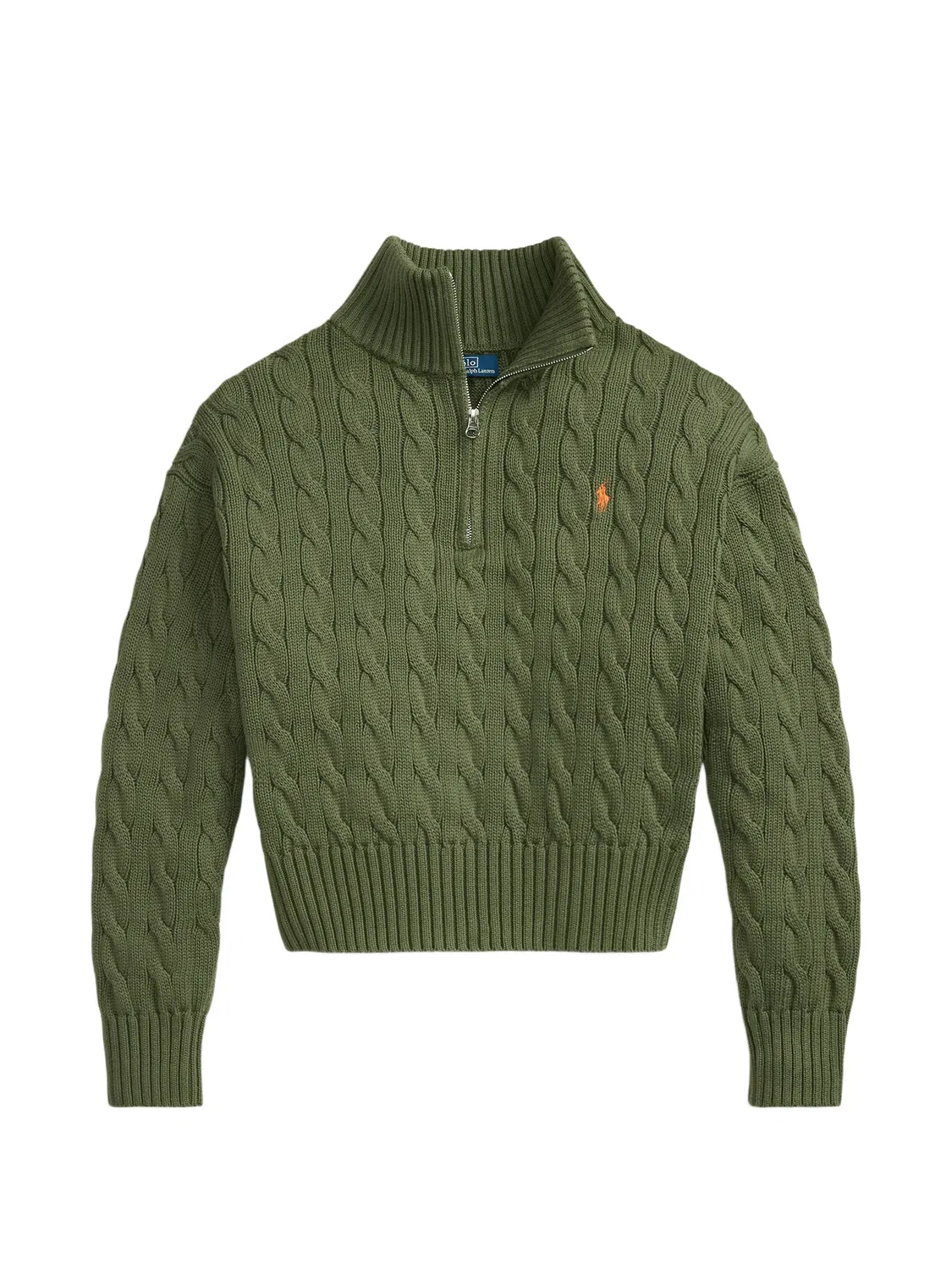 Polo Ralph Lauren Кабельный джемпер на молнии зеленый