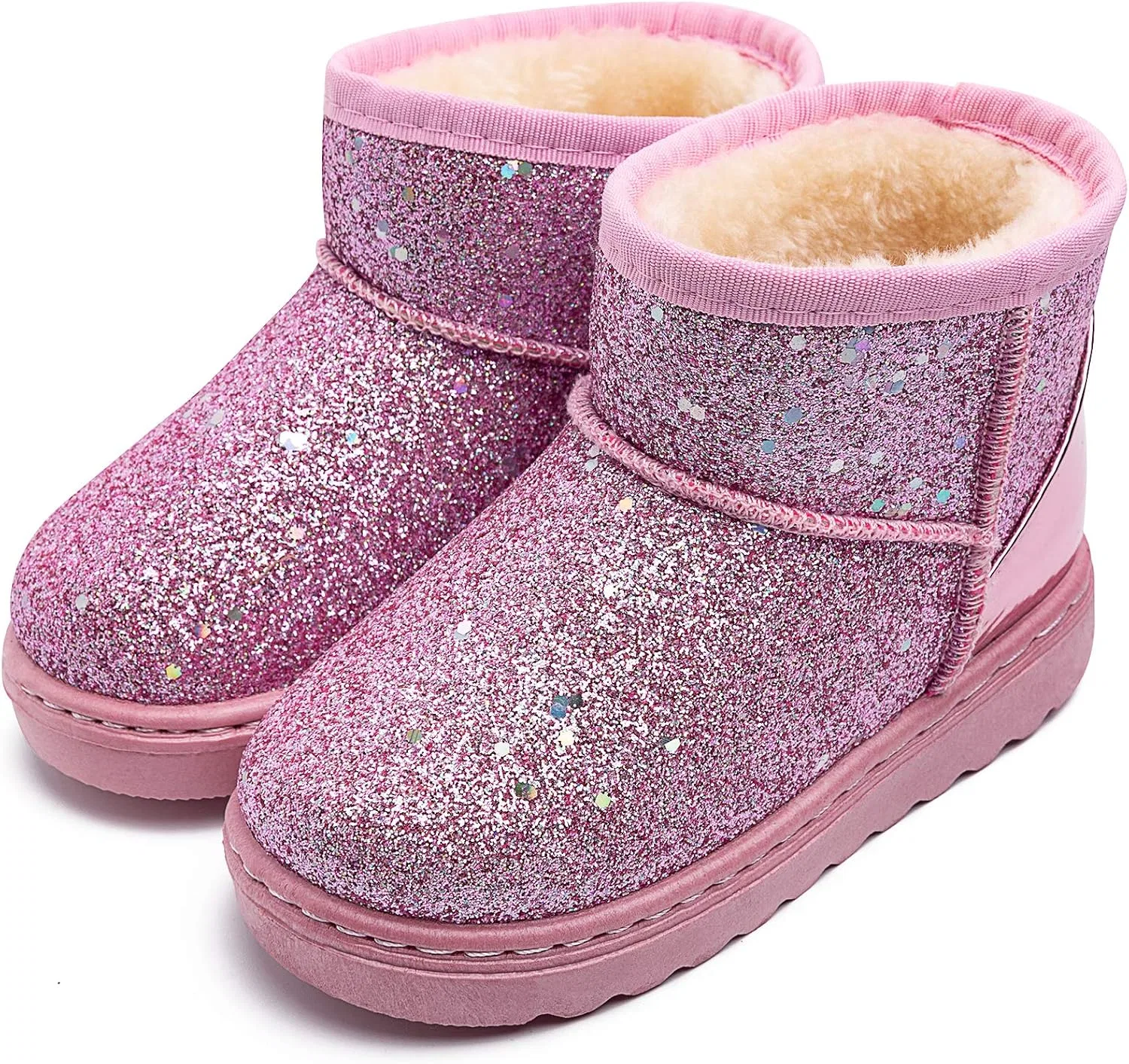 Детские зимние сапоги для девочек с блестками и мехом techcity, Glitter Pink