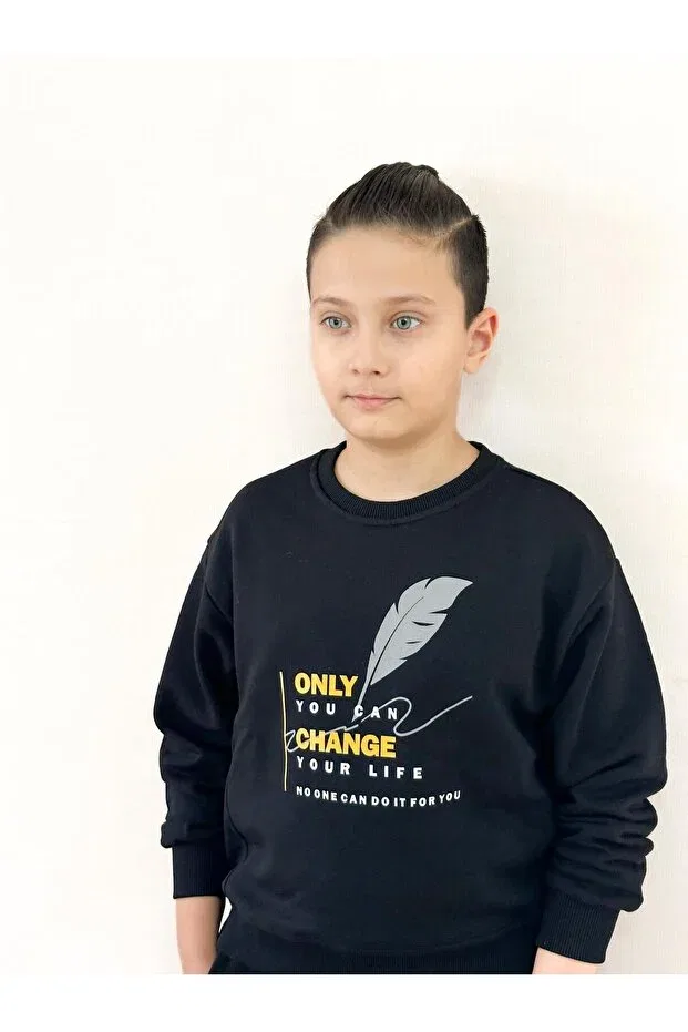 Детские свитшот для мальчиков с принтом Crew neck printed sweat Miababy, Black — фото 2