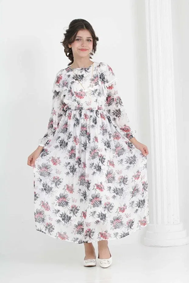 Детское платье для девочек с принтом Asortix, Black Floral