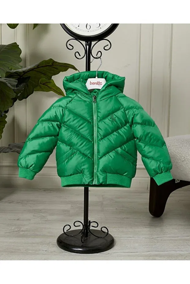 Детское зимнее пальто для мальчиков с капюшоном Benitto Kids, Green