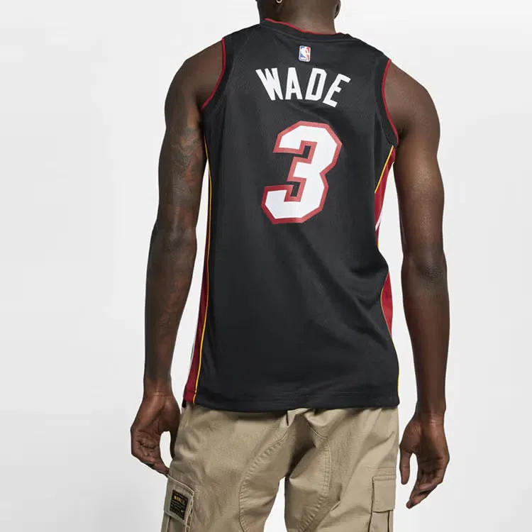 Джерси баскетбольное с принтом Swingman Miami Heat Nike, черный — фото 3