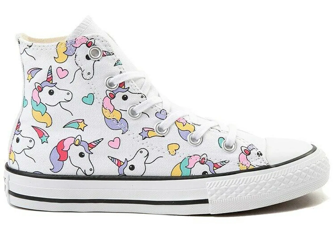 Детские кеды с принтом Converse Chuck Taylor All Star Hi Unicorn (GS), White/Black/Strawberry Jam