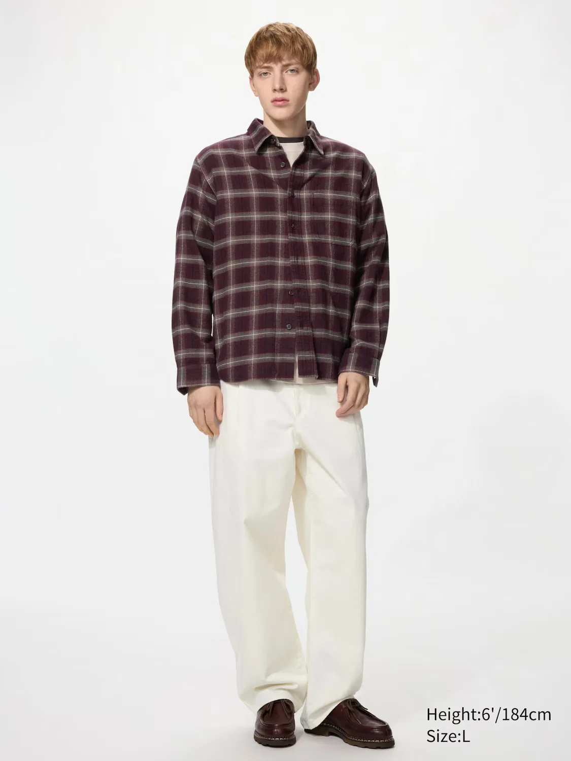 Рубашка Uniqlo, фланелевая клетчатая омбре — фото 3