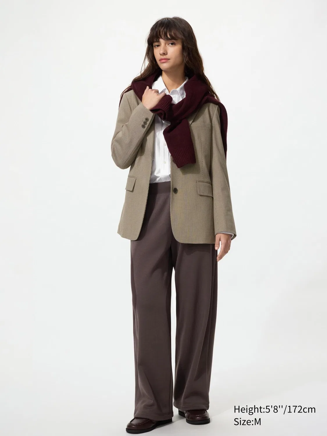 Брюки Uniqlo, спортивные, теплые и широкие, темно-коричневый
