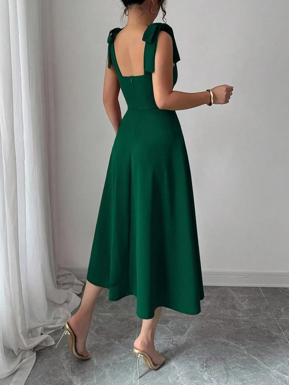 Женское элегантное платье-ками с запахом Dark Green — фото 2