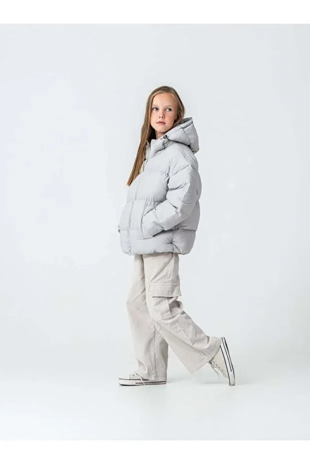Детское пальто для девочек утепленное с капюшоном Care G-Serko, Beige — фото 3