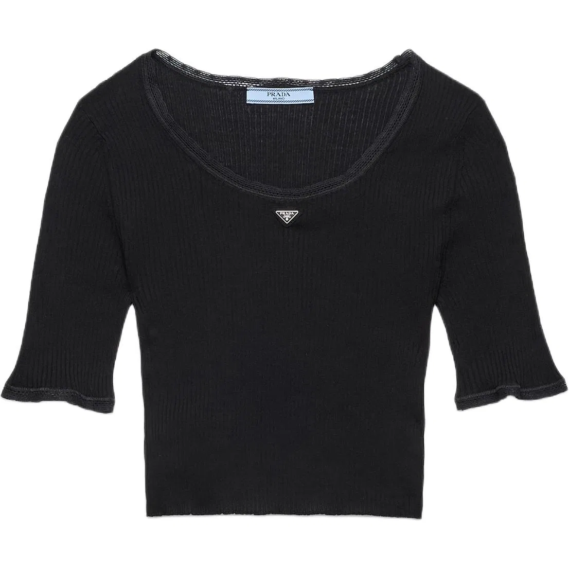 Женский трикотажный свитер с круглым вырезом Moderate, PRADA, Black