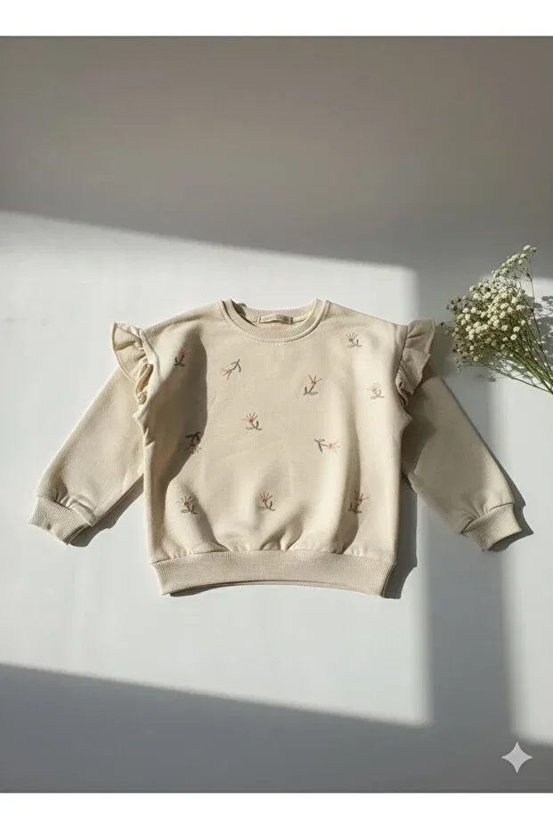 Детские свитшот для девочек с цветочным принтом Pini Co, Nude Color — фото 2