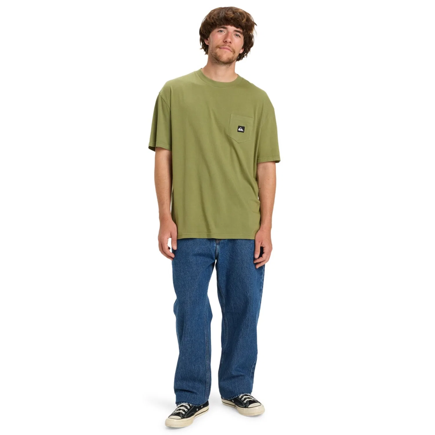 Детская хлопковая футболка с нагрудным карманом Quiksilver, Loden Green — фото 4