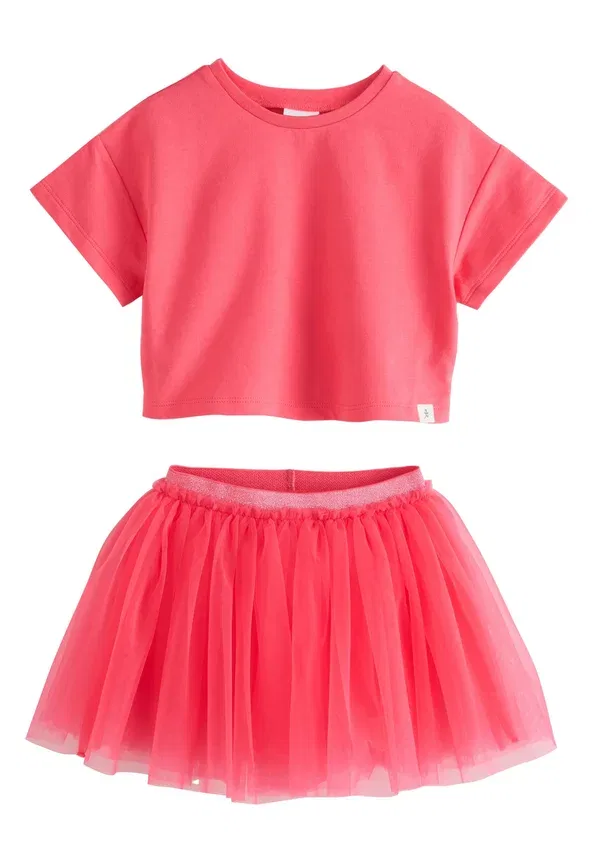 Комплект юбка с underskirt, Plain, Set - mini skirt, Next, Berry Pink, розовый
